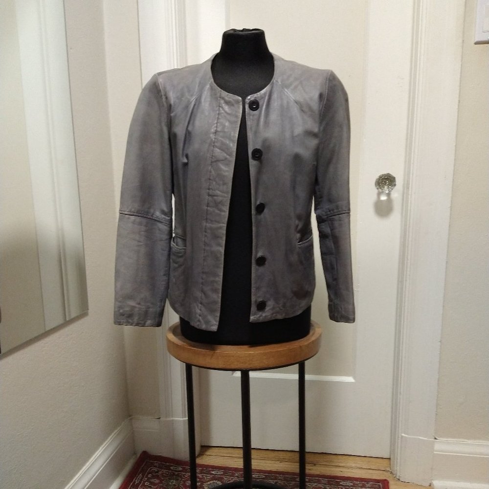Gray Lucky Brand Leather Jacket